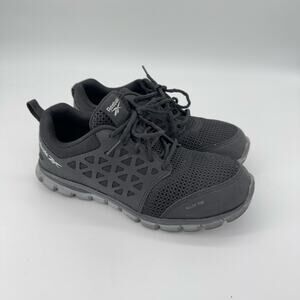 Reebok Work‎ Sublite Cushion Alloy Toe Safety Shoe Black Slip Resistant M 6 W 8